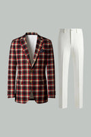 Laden Sie das Bild in den Galerie-Viewer, Blau-Grün Gitter mit gekerbtem Revers 2-teilige Herren-Ballanzüge