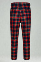 Laden Sie das Bild in den Galerie-Viewer, Schwarz Rot Grid Peak Revers Zweireihige 2-teilige Herren-Ballanzüge