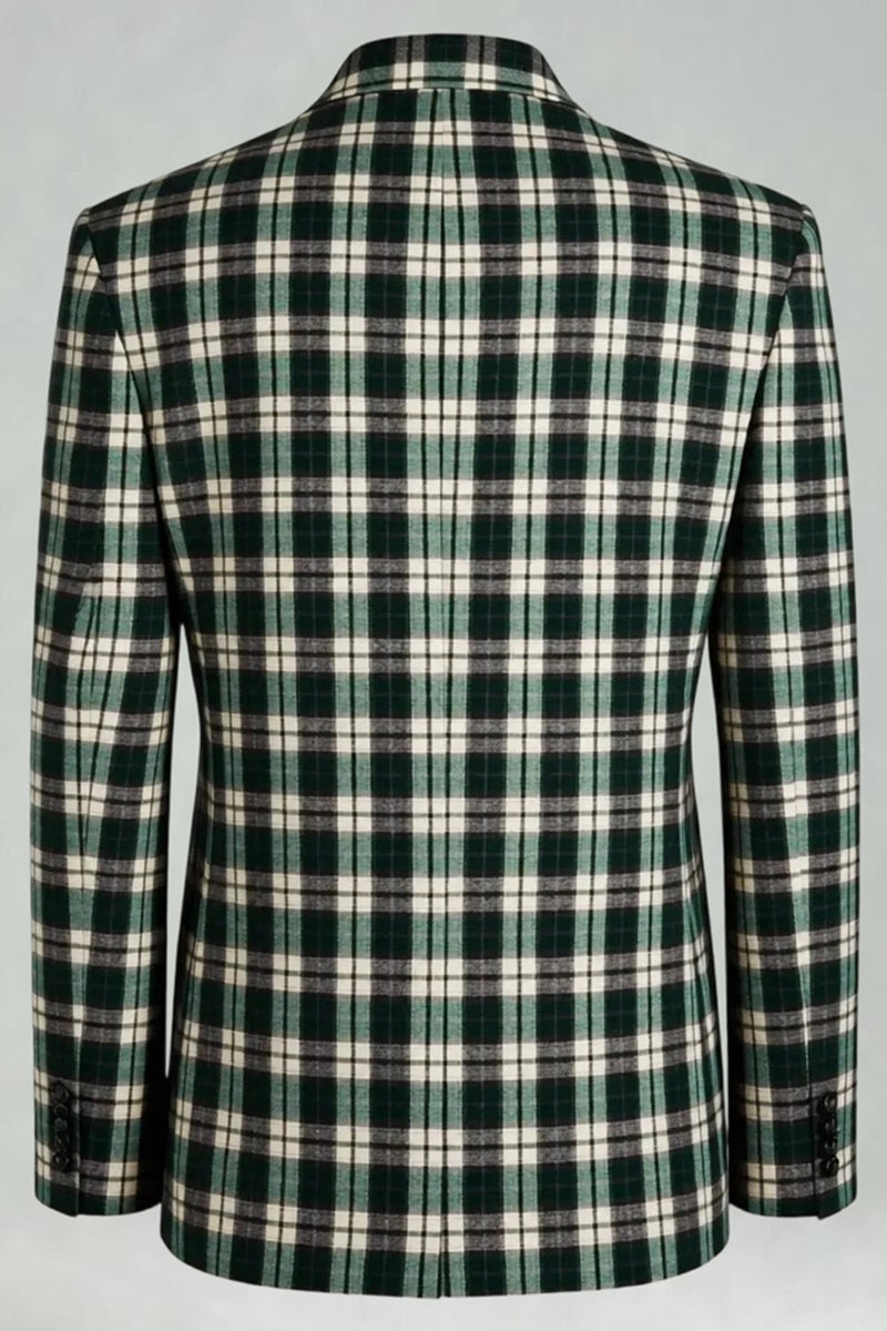 Laden Sie das Bild in den Galerie-Viewer, Schwarz Grün Grid Peak Revers 2-teilige Herren-Ballanzüge