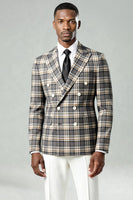 Laden Sie das Bild in den Galerie-Viewer, Schwarz Grün Grid Peak Revers 2-teilige Herren-Ballanzüge