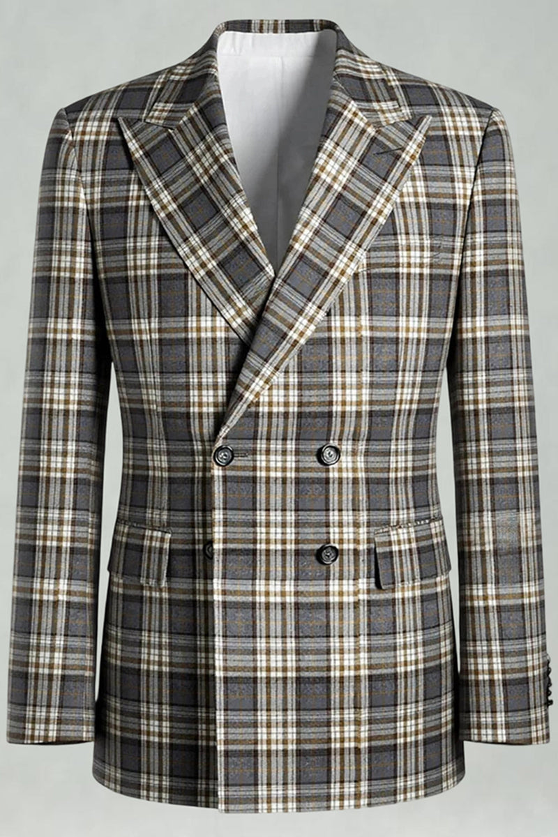 Laden Sie das Bild in den Galerie-Viewer, Schwarz Grün Grid Peak Revers 2-teilige Herren-Ballanzüge