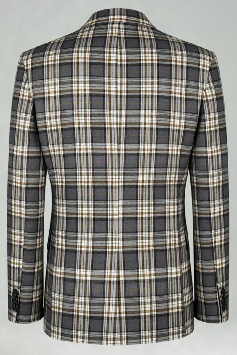 Laden Sie das Bild in den Galerie-Viewer, Schwarz Grün Grid Peak Revers 2-teilige Herren-Ballanzüge