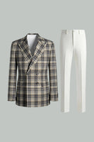 Laden Sie das Bild in den Galerie-Viewer, Schwarz Grün Grid Peak Revers 2-teilige Herren-Ballanzüge