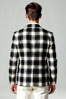 Laden Sie das Bild in den Galerie-Viewer, Schwarz Weiß Gitter 2 Stück Einreihige Herren Ballanzüge mit gekerbtem Revers