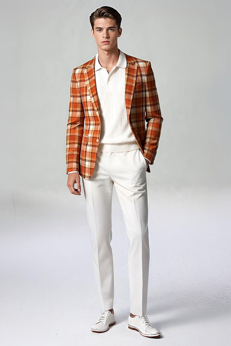 Laden Sie das Bild in den Galerie-Viewer, Schwarz Weiß Gitter 2 Stück Einreihige Herren Ballanzüge mit gekerbtem Revers