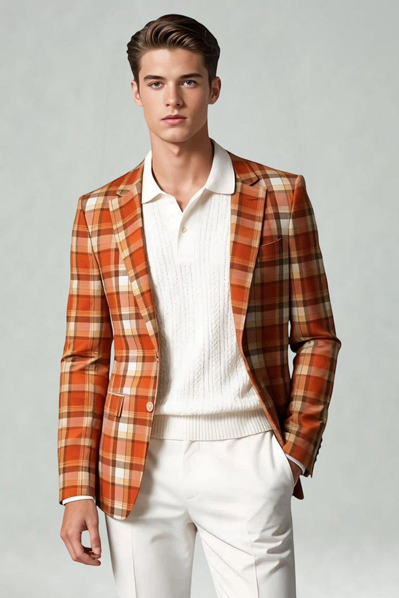 Laden Sie das Bild in den Galerie-Viewer, Schwarz Weiß Gitter 2 Stück Einreihige Herren Ballanzüge mit gekerbtem Revers