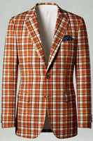 Laden Sie das Bild in den Galerie-Viewer, Schwarz Weiß Gitter 2 Stück Einreihige Herren Ballanzüge mit gekerbtem Revers