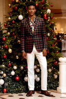 Laden Sie das Bild in den Galerie-Viewer, Schwarz Weiß Gitter 2 Stück Einreihige Herren Ballanzüge mit gekerbtem Revers