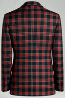 Laden Sie das Bild in den Galerie-Viewer, Schwarz Weiß Gitter 2 Stück Einreihige Herren Ballanzüge mit gekerbtem Revers