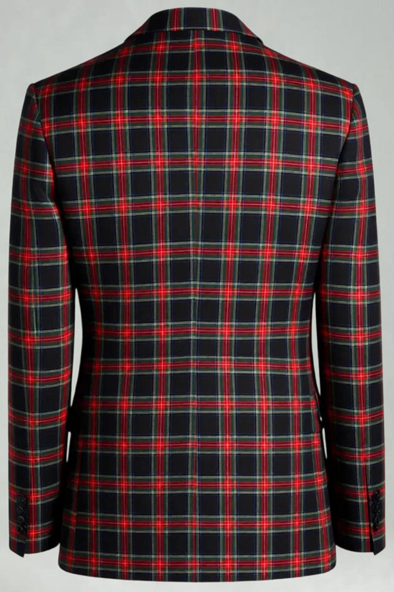 Laden Sie das Bild in den Galerie-Viewer, Schwarz Weiß Gitter 2 Stück Einreihige Herren Ballanzüge mit gekerbtem Revers