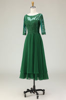 Laden Sie das Bild in den Galerie-Viewer, Grünes A-Linie Schnürsenkel Rücken Chiffon Chorkleid mit Applikationen