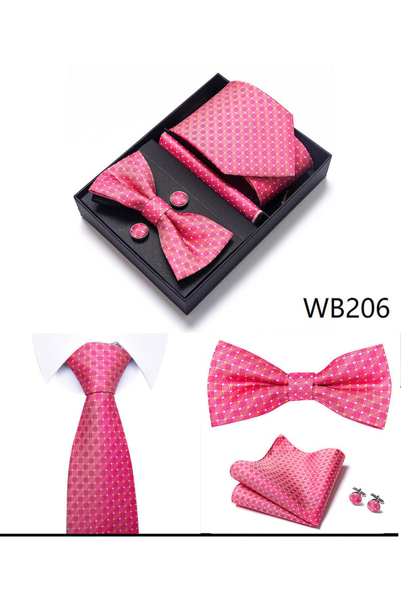 Laden Sie das Bild in den Galerie-Viewer, Klassisches Herren Formal Marine Goldenes Krawatten und Fliege-Set mit Streifen