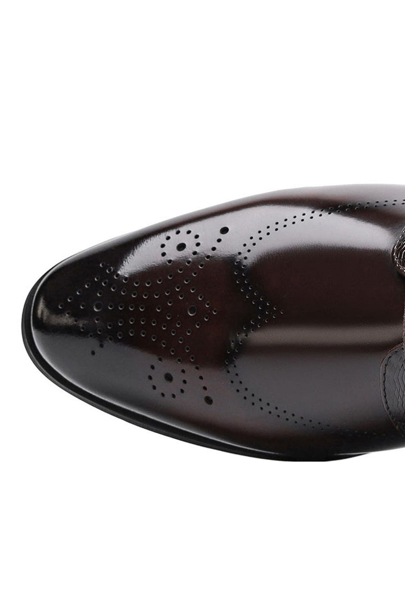 Laden Sie das Bild in den Galerie-Viewer, Dunkelbraune Leder Partyschuhe für Männer