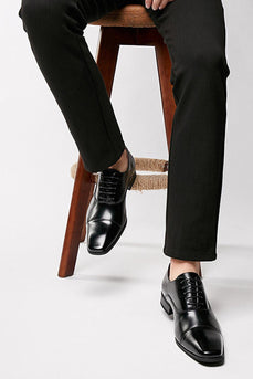 Schwarze Leder Schnürschuhe für Herren