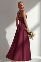 Laden Sie das Bild in den Galerie-Viewer, Zitronensorbet A-Linie Chiffon Wandelbares Langes Brautjungfernkleid mit Schlitz