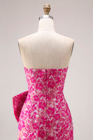 Laden Sie das Bild in den Galerie-Viewer, Fuchsia Blumen Trägerloses Meerjungfrauen Langes Ballkleid mit Schlitz