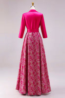 Laden Sie das Bild in den Galerie-Viewer, Fuchsia Blumen A-Linie Satin Langes Mutter der Braut Kleid mit Schleife