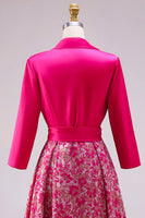 Laden Sie das Bild in den Galerie-Viewer, Fuchsia Blumen A-Linie Satin Langes Mutter der Braut Kleid mit Schleife