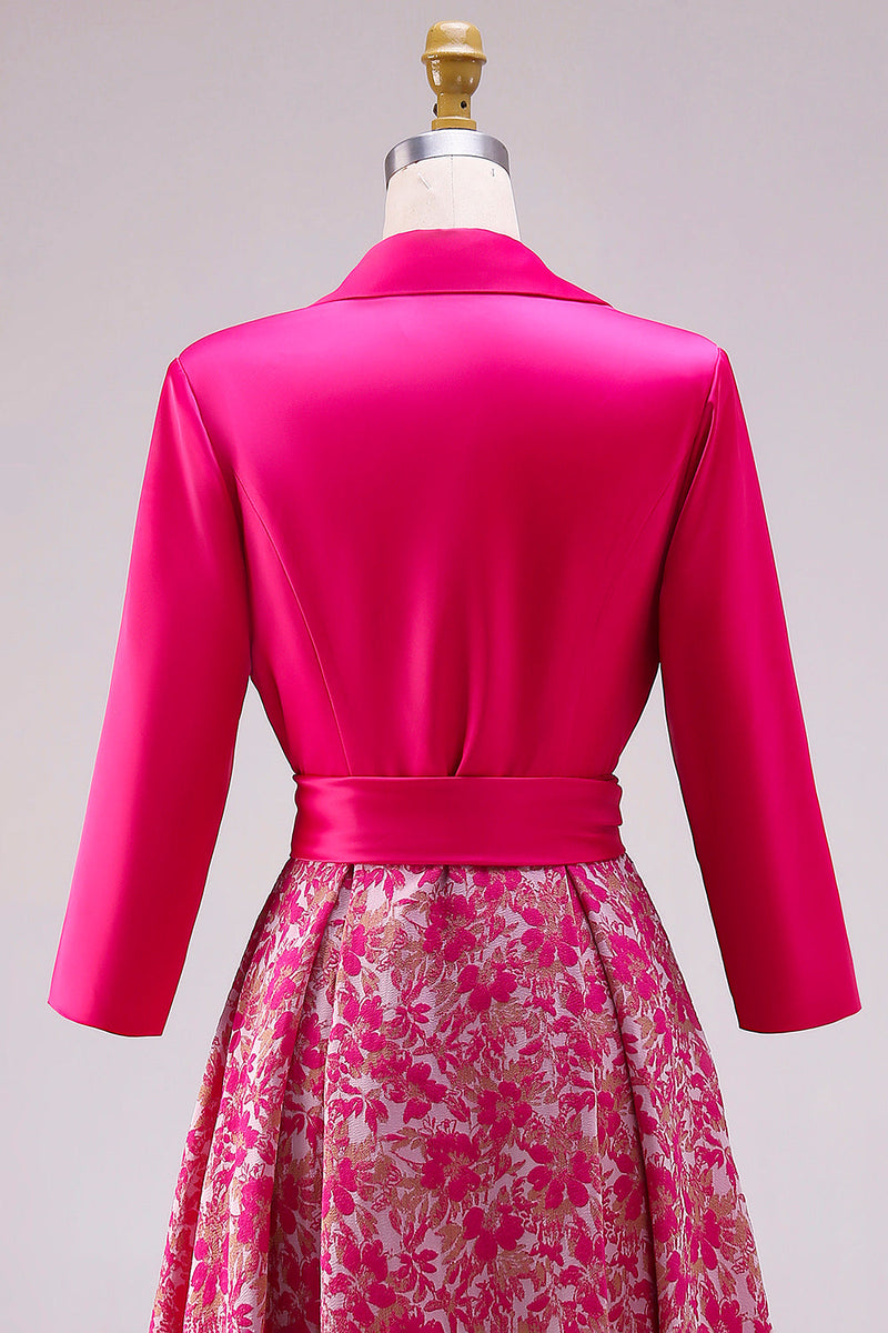 Laden Sie das Bild in den Galerie-Viewer, Fuchsia Blumen A-Linie Satin Langes Mutter der Braut Kleid mit Schleife