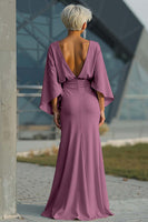Laden Sie das Bild in den Galerie-Viewer, Silberne Scheide 3/4 Ärmeln Langes Mutter der Braut Kleid mit Taschen