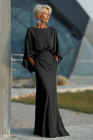 Laden Sie das Bild in den Galerie-Viewer, Silberne Scheide 3/4 Ärmeln Langes Mutter der Braut Kleid mit Taschen