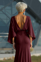 Laden Sie das Bild in den Galerie-Viewer, Silberne Scheide 3/4 Ärmeln Langes Mutter der Braut Kleid mit Taschen