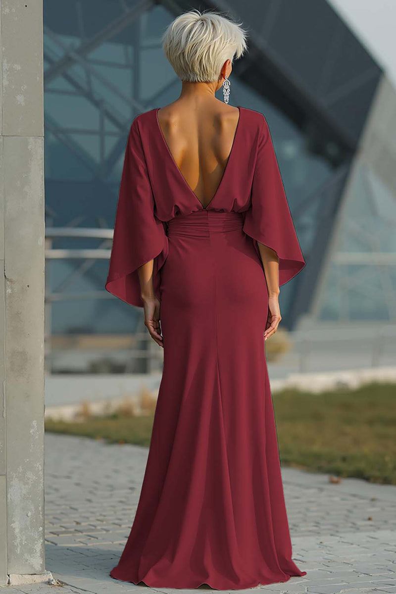 Laden Sie das Bild in den Galerie-Viewer, Silberne Scheide 3/4 Ärmeln Langes Mutter der Braut Kleid mit Taschen