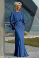 Laden Sie das Bild in den Galerie-Viewer, Silberne Scheide 3/4 Ärmeln Langes Mutter der Braut Kleid mit Taschen