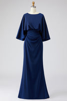 Laden Sie das Bild in den Galerie-Viewer, Silberne Scheide 3/4 Ärmeln Langes Mutter der Braut Kleid mit Taschen