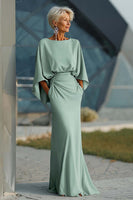Laden Sie das Bild in den Galerie-Viewer, Silberne Scheide 3/4 Ärmeln Langes Mutter der Braut Kleid mit Taschen