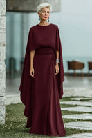 Laden Sie das Bild in den Galerie-Viewer, Schwarzes A-Linie Rundhals Langes Mutter der Braut kleid