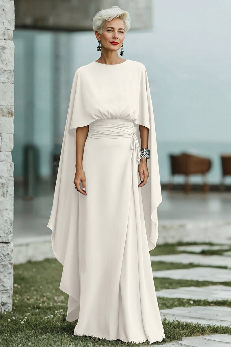 Laden Sie das Bild in den Galerie-Viewer, Schwarzes A-Linie Rundhals Langes Mutter der Braut kleid