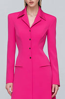 Laden Sie das Bild in den Galerie-Viewer, Fuchsia Revers Einreihiges A-Linie Blazerkleid
