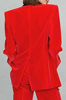 Laden Sie das Bild in den Galerie-Viewer, Rote Zweiteilige Peak Revers Samtfrauenanzüge