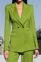 Laden Sie das Bild in den Galerie-Viewer, Grüne Zweiteilige Peak Revers Damenanzüge