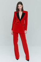 Laden Sie das Bild in den Galerie-Viewer, Rote Zweiteilige Peak Revers Damen Arbeitsanzüge
