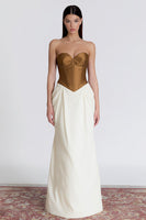 Laden Sie das Bild in den Galerie-Viewer, Braun Schwarzes Meerjungfrauen Herzausschnitt Korsett Ballkleid