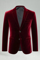 Laden Sie das Bild in den Galerie-Viewer, Burgundergrüne Samt Zweiteilige Revers Herrenballanzüge mit Revers