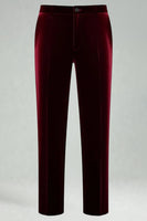 Laden Sie das Bild in den Galerie-Viewer, Burgundergrüne Samt Zweiteilige Revers Herrenballanzüge mit Revers