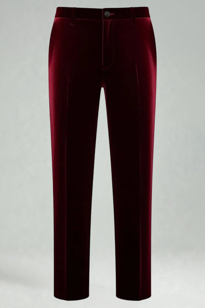 Laden Sie das Bild in den Galerie-Viewer, Burgundergrüne Samt Zweiteilige Revers Herrenballanzüge mit Revers