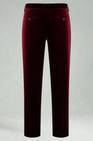 Laden Sie das Bild in den Galerie-Viewer, Burgundergrüne Samt Zweiteilige Revers Herrenballanzüge mit Revers