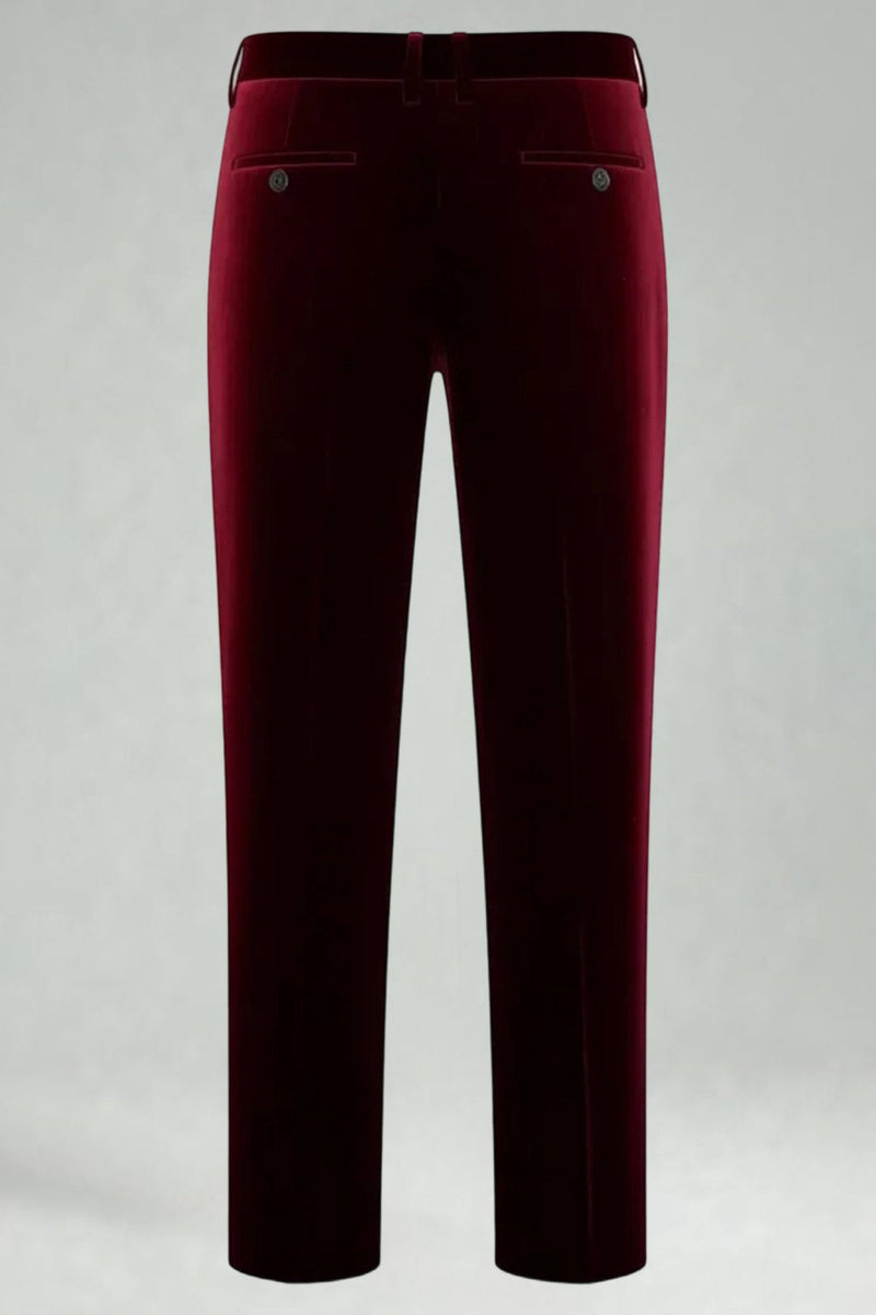 Laden Sie das Bild in den Galerie-Viewer, Burgundergrüne Samt Zweiteilige Revers Herrenballanzüge mit Revers