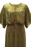 Laden Sie das Bild in den Galerie-Viewer, Glitzerndes Schwarzes Gold Pailletten V-Ausschnitt Langes Kleid aus den 1920er Jahren