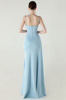 Laden Sie das Bild in den Galerie-Viewer, Schwarze Spaghettiträger Meerjungfrauen Langes Abschlussballkleid mit Schlitz