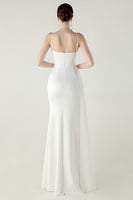 Laden Sie das Bild in den Galerie-Viewer, Schwarze Spaghettiträger Meerjungfrauen Langes Abschlussballkleid mit Schlitz