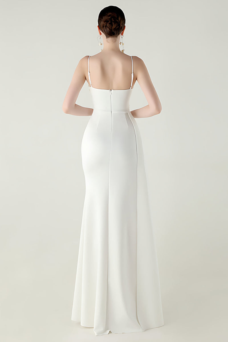 Laden Sie das Bild in den Galerie-Viewer, Schwarze Spaghettiträger Meerjungfrauen Langes Abschlussballkleid mit Schlitz