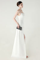 Laden Sie das Bild in den Galerie-Viewer, Schwarze Spaghettiträger Meerjungfrauen Langes Abschlussballkleid mit Schlitz