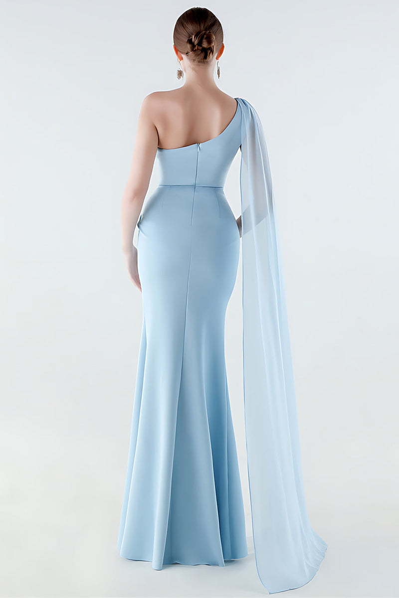 Laden Sie das Bild in den Galerie-Viewer, Eine Schulter Meerjungfrauen Schwarzes Festkleid mit Girlande