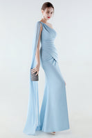 Laden Sie das Bild in den Galerie-Viewer, Eine Schulter Meerjungfrauen Schwarzes Festkleid mit Girlande