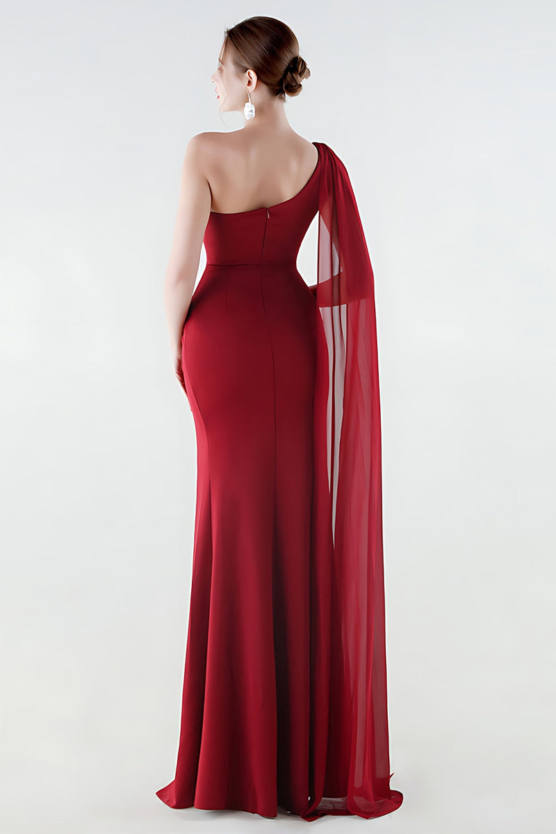 Laden Sie das Bild in den Galerie-Viewer, Eine Schulter Meerjungfrauen Schwarzes Festkleid mit Girlande